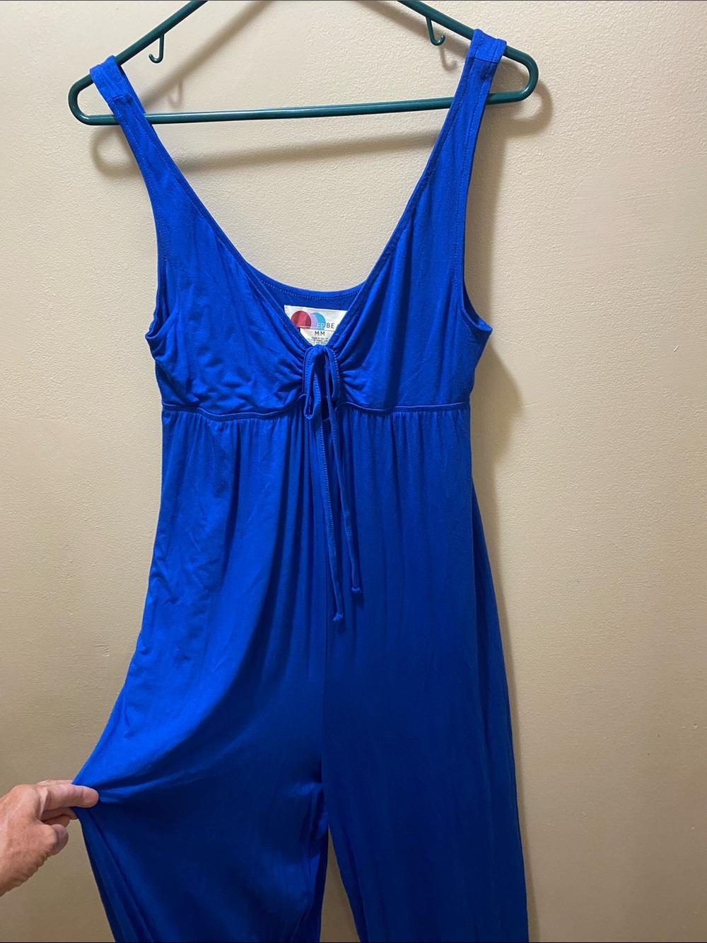 Free People Beach Royal Blue Sleeveless Wide Leg Jumpsuit Medium Keyhole